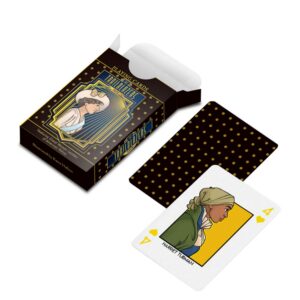 open deck of cards displaying design features